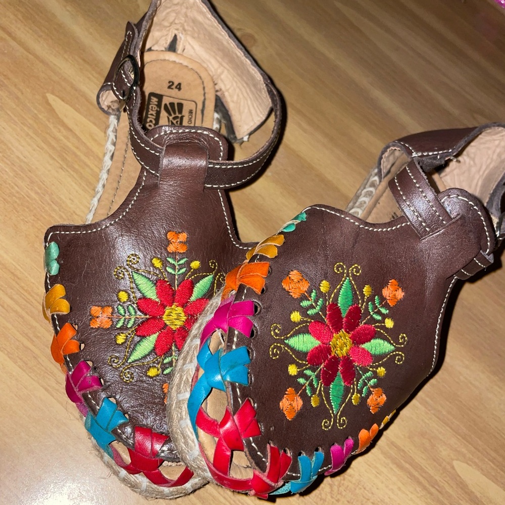 Womens Huarache Artesenal Mexicano Mexican sandals 100% Leather HandMade 7.5(24)